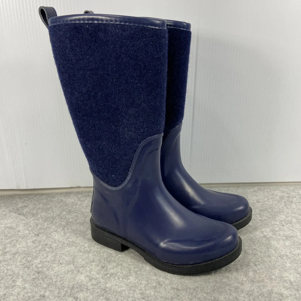UGG Reignfall Tall Rain Boots‎ Knee High Pull On Navy Blue Womens Size 6